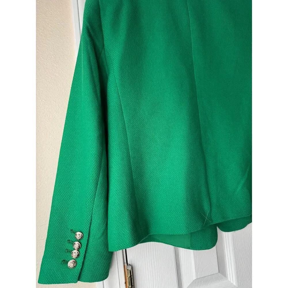 Ann Taylor Women’s Blazer Size 8 Green Gold Textured Classic Tailored - Picture 4 of 8